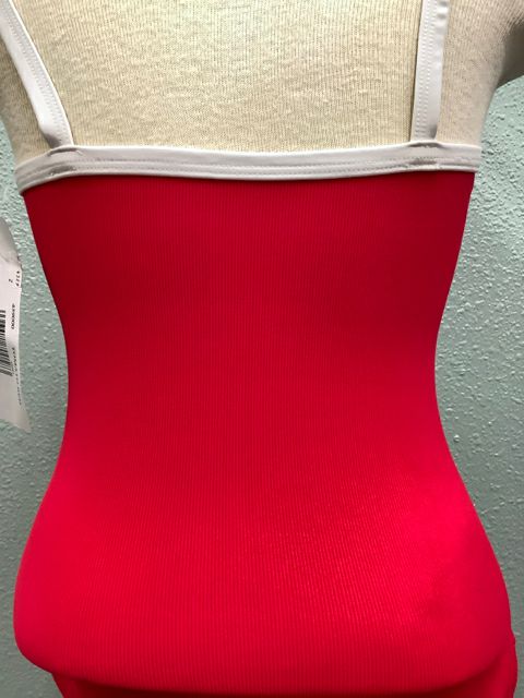 NWT Penbrooke One Piece Swimsuit Tomato Red Size 14 Ribbed Chlorine Resistent