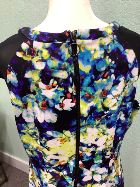 Worthington Size 14 Sleeveless Dress Floral Abstract Zipper Closure 3B