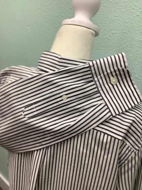 NWT Banana Republic Button Down Striped Blouse Long Sleeve White Grey Size M