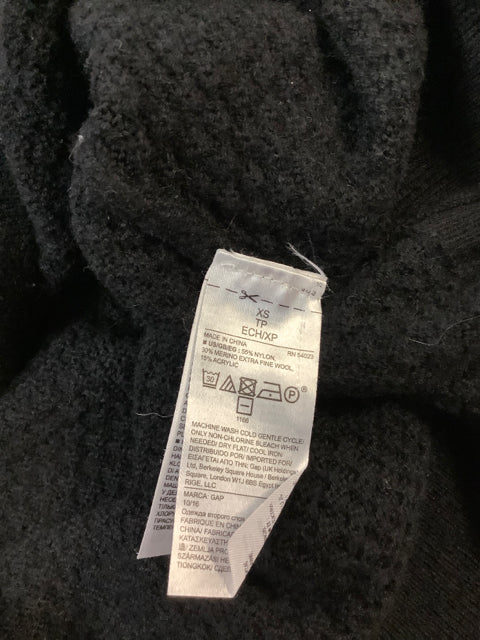GAP Honeycomb Knit Sweater True Black Long Sleeve Turtleneck Size XS 1B