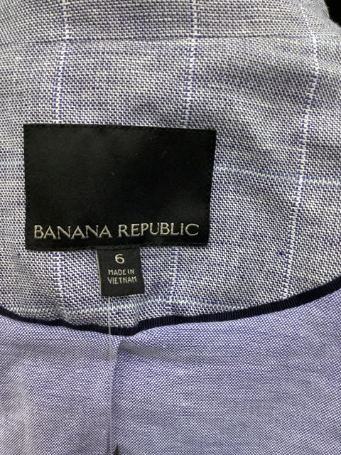 Banana Republic Single Button Blazer Blue NWT $178 Linen Blend Lined 5C