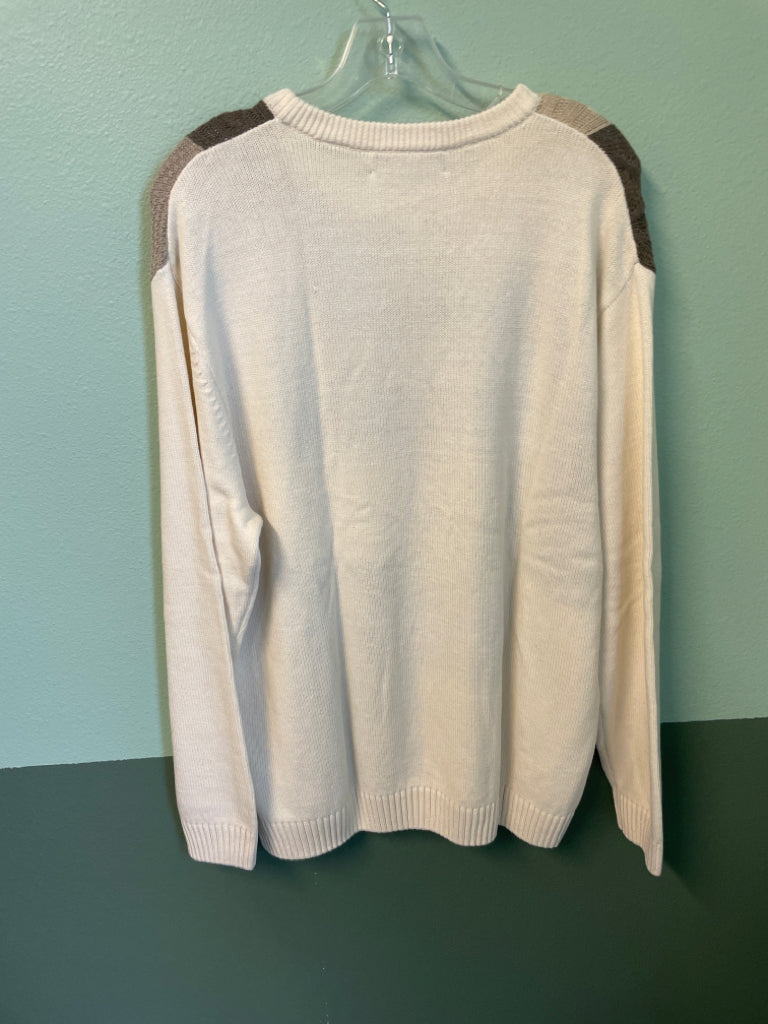 Roundtree & Yorke NWT Color Block Cream Cable Knit Sweater Size L $69.50 6C