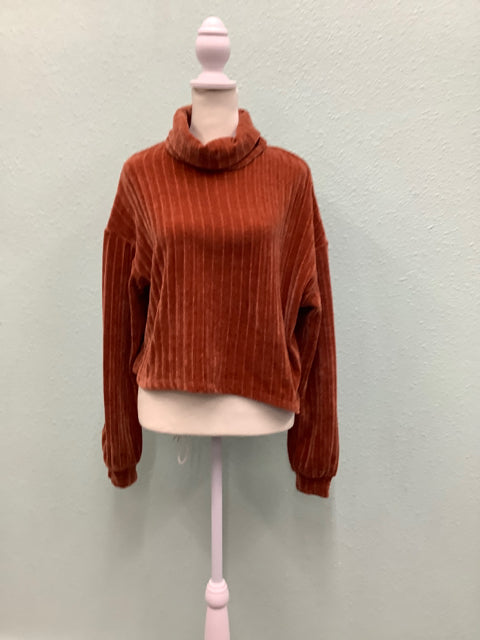 Altar’d State Turtle Neck Cropped Sweater Size S Burnt Orange