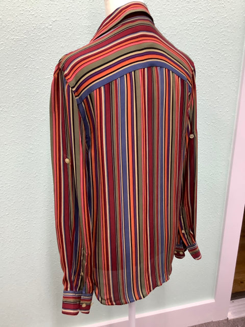 Ralph Lauren 100% silk stripe blouse size S 2B