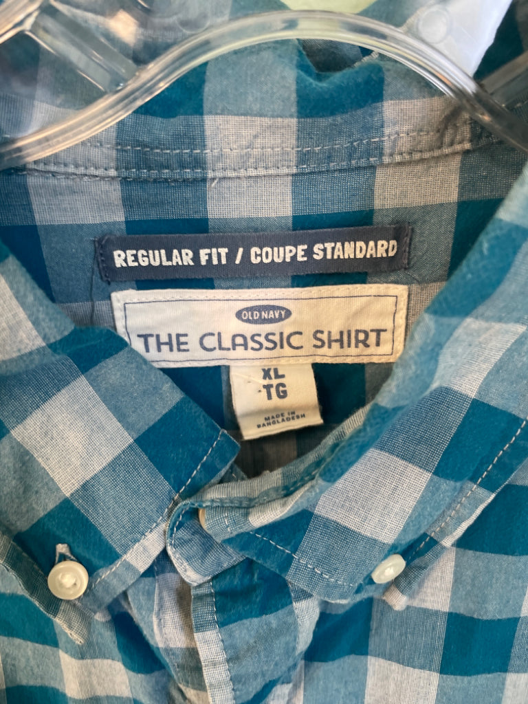 Old Navy Regular Fit The Classic Shirt Size XL Blue Plaid Button Up LS 6A