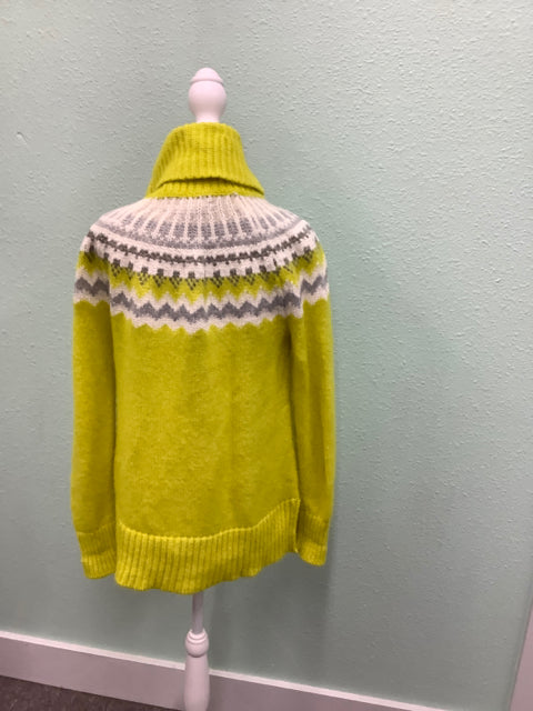 Loft Turtle Neck Sweater Size S Yellow White Grey Gold Knit