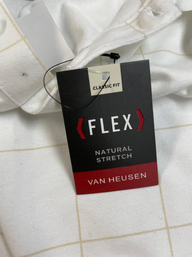 Van Heusen NWT Classic Fit Flex Natural Stretch Polo Size L Bright White Tan 6F