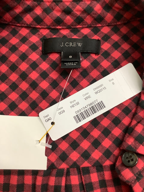 J.Crew Size 8 Red Classic-fit Boy Shirt In Mini Buffalo Check Button-down Top 4C
