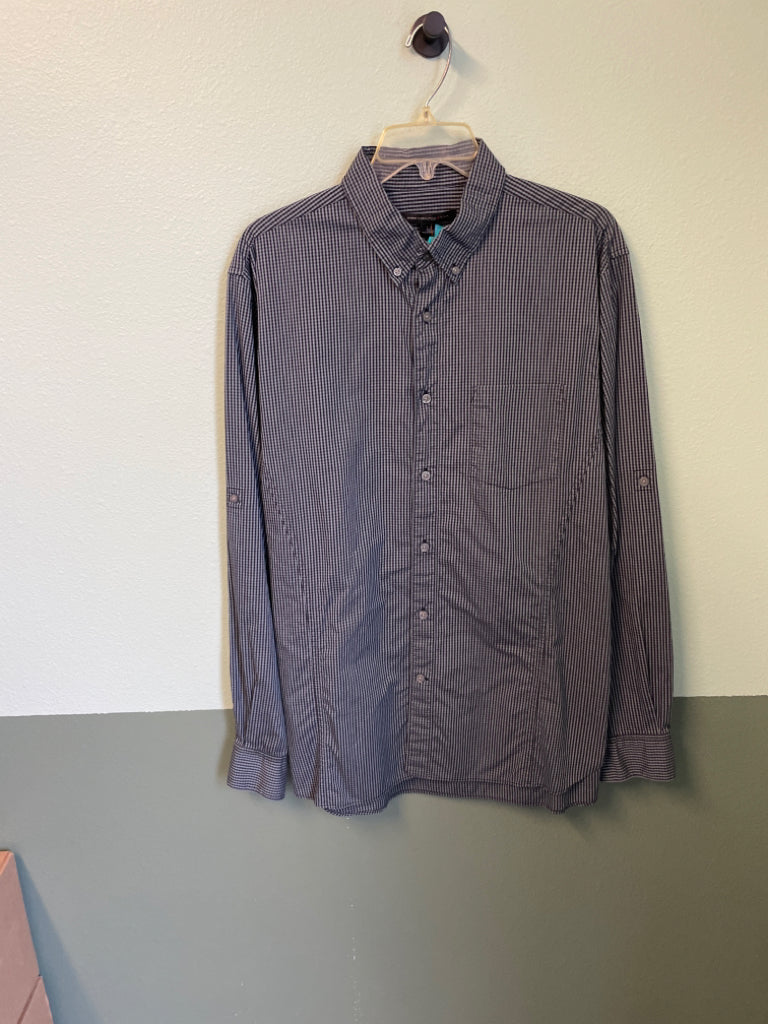 John Varvatos USA Size L Button Front Shirt Blue 100% Cotton 6D