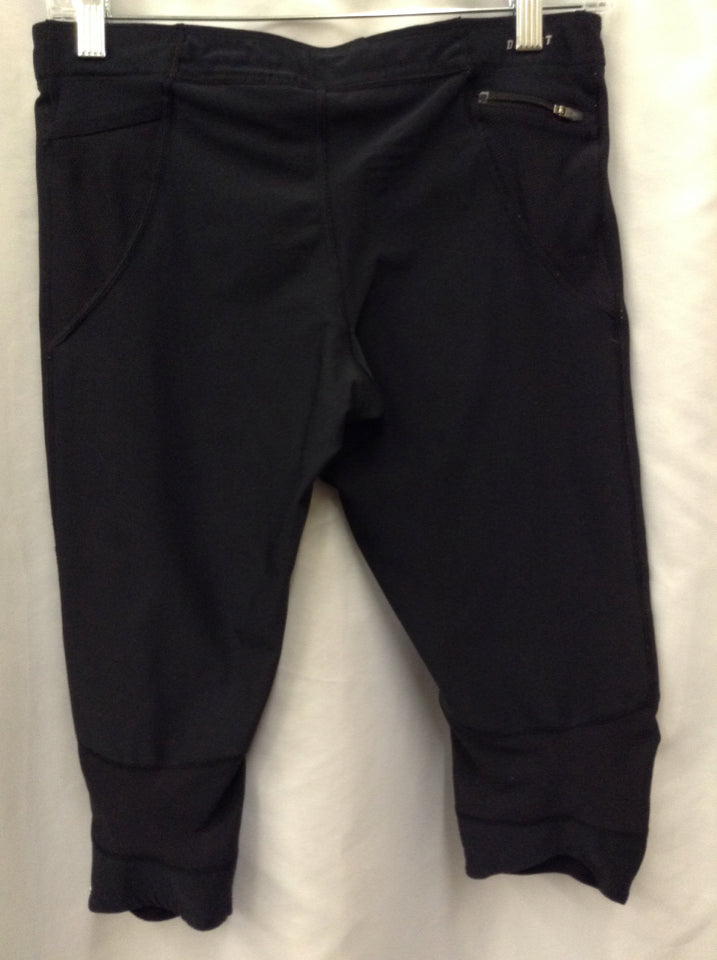 Nike Dri-fit Size M Black Capri Pants Active Wear 2 Pockets Adjustable Waist 2C