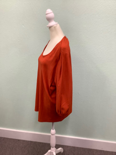 Ava & Viv Orange Textured Blouse Size 1X Blouse 3/4 sleeve