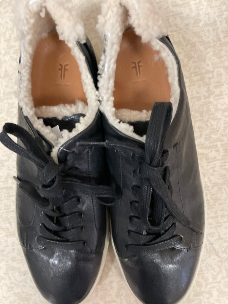 Frye Ive Sherling Lined Leather Sneaker Black 3470480 Size 9.5