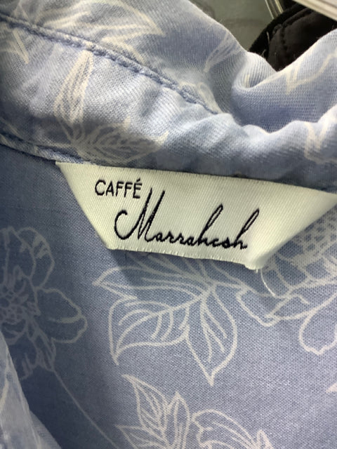 Caffe Marrakesh Size L Floral 1/2 Button Long Sleeve Shirt Blue Floral Tunic 4E
