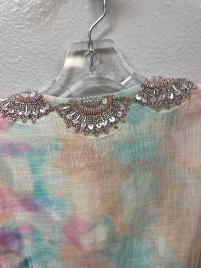 Soft Surroundings NWT Bazille Tunic Tie Dye Beaded Embroidered Top $120.00