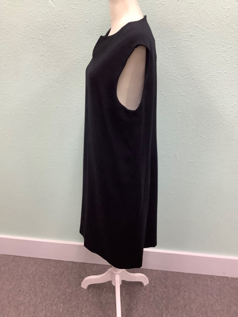 Valerie Stevens Collection 100% Wool Dress Black Sleeveless V Neck Size 14