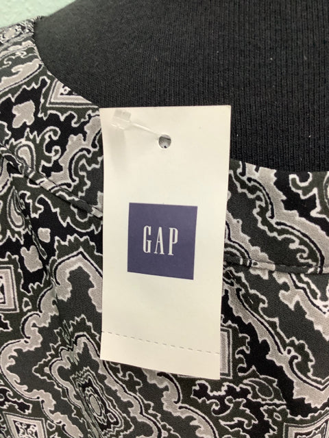 NWT Womens Gap Dress Size L Black/Grey Tie Waist  Button Up 1F