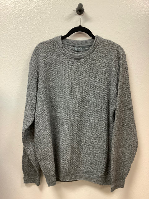 Oscar De La Renta Knit Sweater Crew Neck Gray Size L Cotton Blend 5A