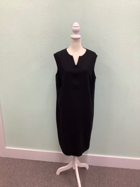 Valerie Stevens Collection 100% Wool Dress Black Sleeveless V Neck Size 14