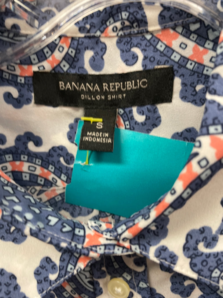 Banana Republic LS Dillon Shirt Boutique Blue Button Front and Cuff Size S