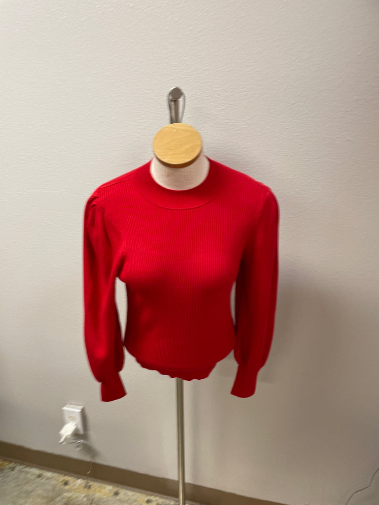 Banana Republic Puff Sleeve Sweater Red Size S Ribbed Lng Sleeve 6F