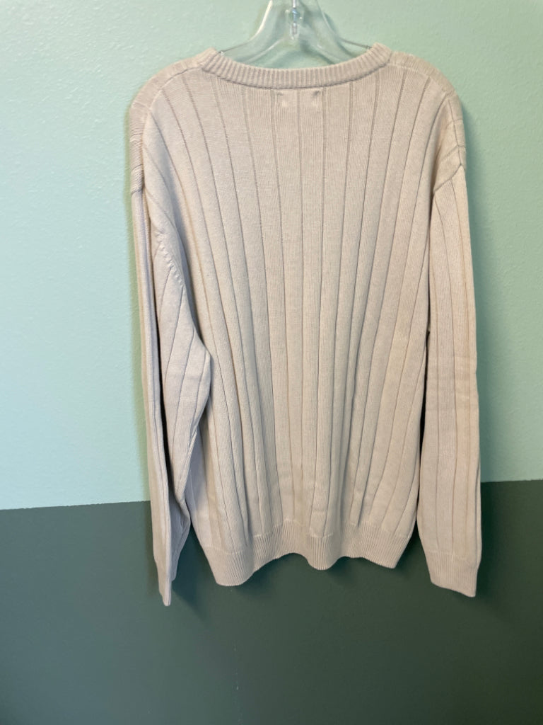 High Sierra Sweater 100% Cotton Size L Light Tan Ribbed Knit 6C
