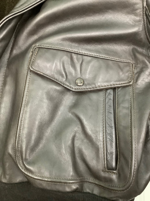 Schott NYC A-2 Naked Cowhide Leather Flight Jacket Brown Size 44 - 1 Flaw 4C