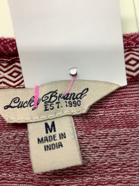 Women's Lucky Brand Long Sleeve Shirt Red Size M 2B