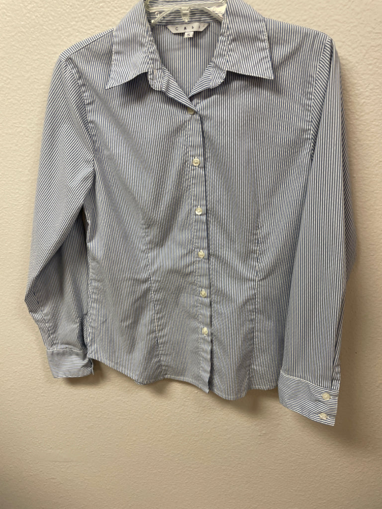 CAbi Blue White Stripe Size S Button Up Dress Shirt 6G