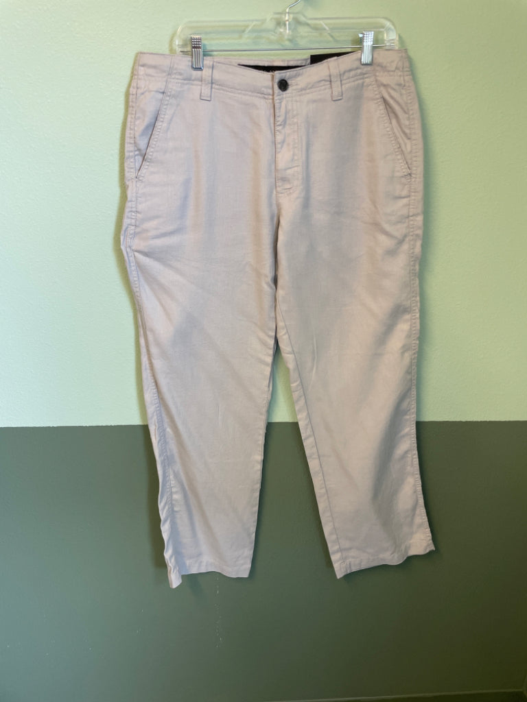 Marc Anthony NWT Slim Linen Pants Size 34x30 Grey Hidden Drawstring Waist $70 5A