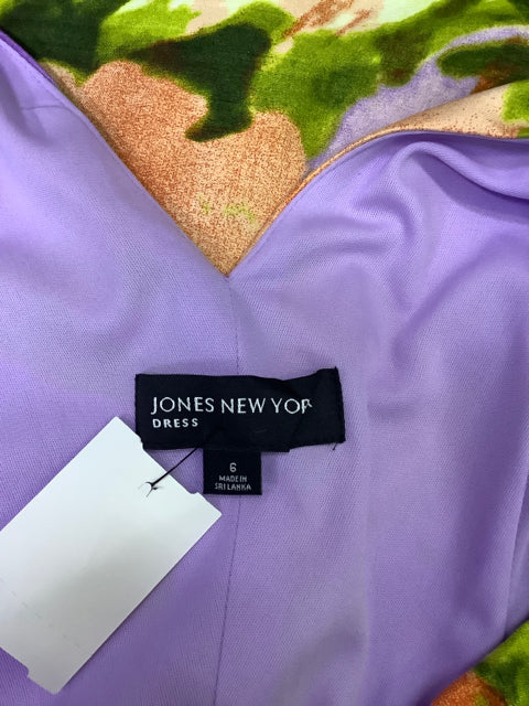 Jones New York Dress Size 6 Purple Watercolor Fit and Flare V Neck 3H