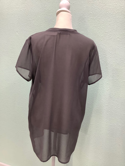 Velvet Size M / L Grey Blouse Short sleeve Front Pocket Sheer 4C