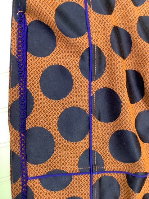Maeve Anthropologie ROKIN Orange Blue Polka Dot Dress Women's Size 6 4D