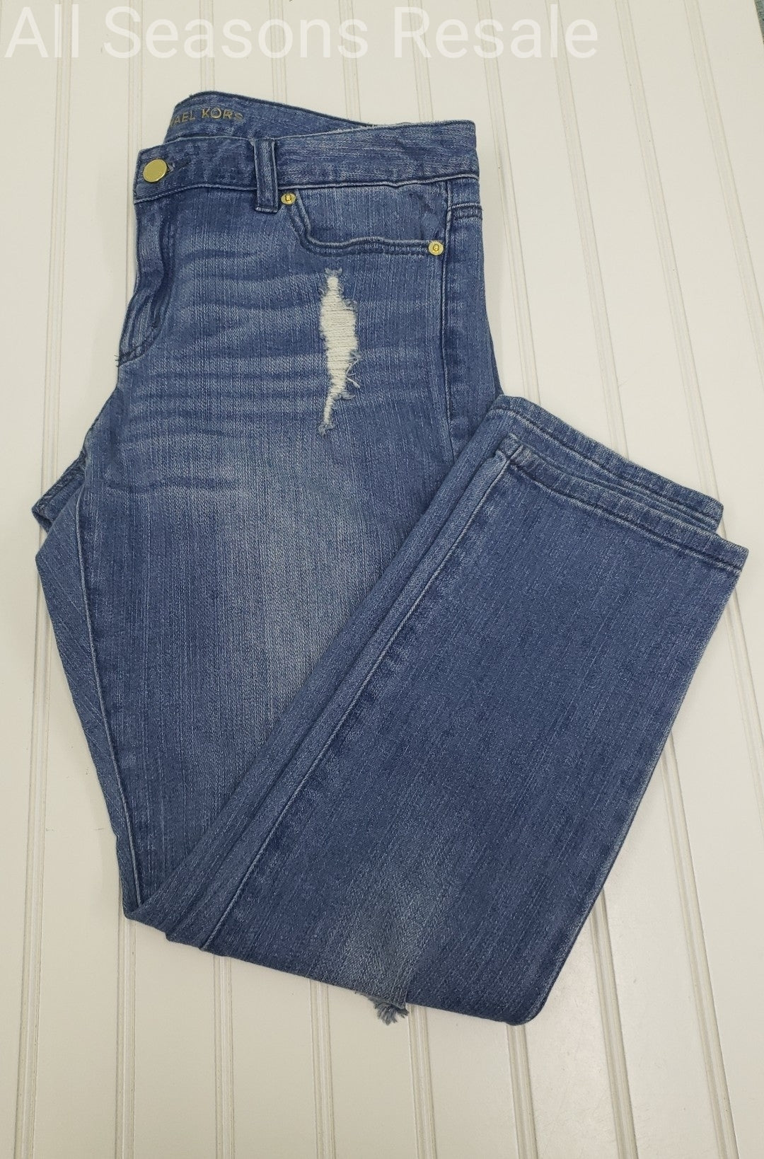 NWT Michael Kors Cropped Skinny distressed Jeans Size 8 Verushka Wash 2B