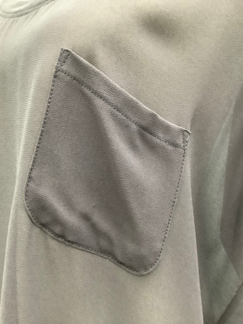 Velvet Size M / L Grey Blouse Short sleeve Front Pocket Sheer 4C