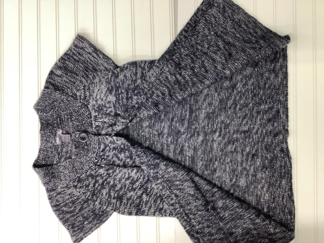 Poetry Clothing Cap Sleeve Gray Knit Button Neck Sweater Pockets Size L 1B