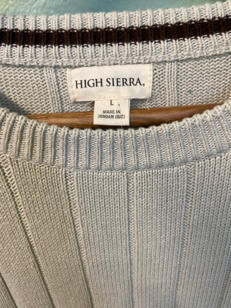 High Sierra Sweater 100% Cotton Size L Light Tan Ribbed Knit 6C