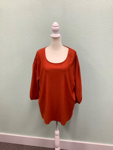 Ava & Viv Orange Textured Blouse Size 1X Blouse 3/4 sleeve